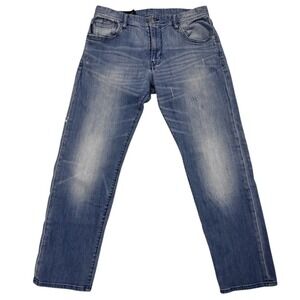 Armani Exchange Relaxed Straight Jeans Mens 32R (32x30) Blue Faded Denim Pants